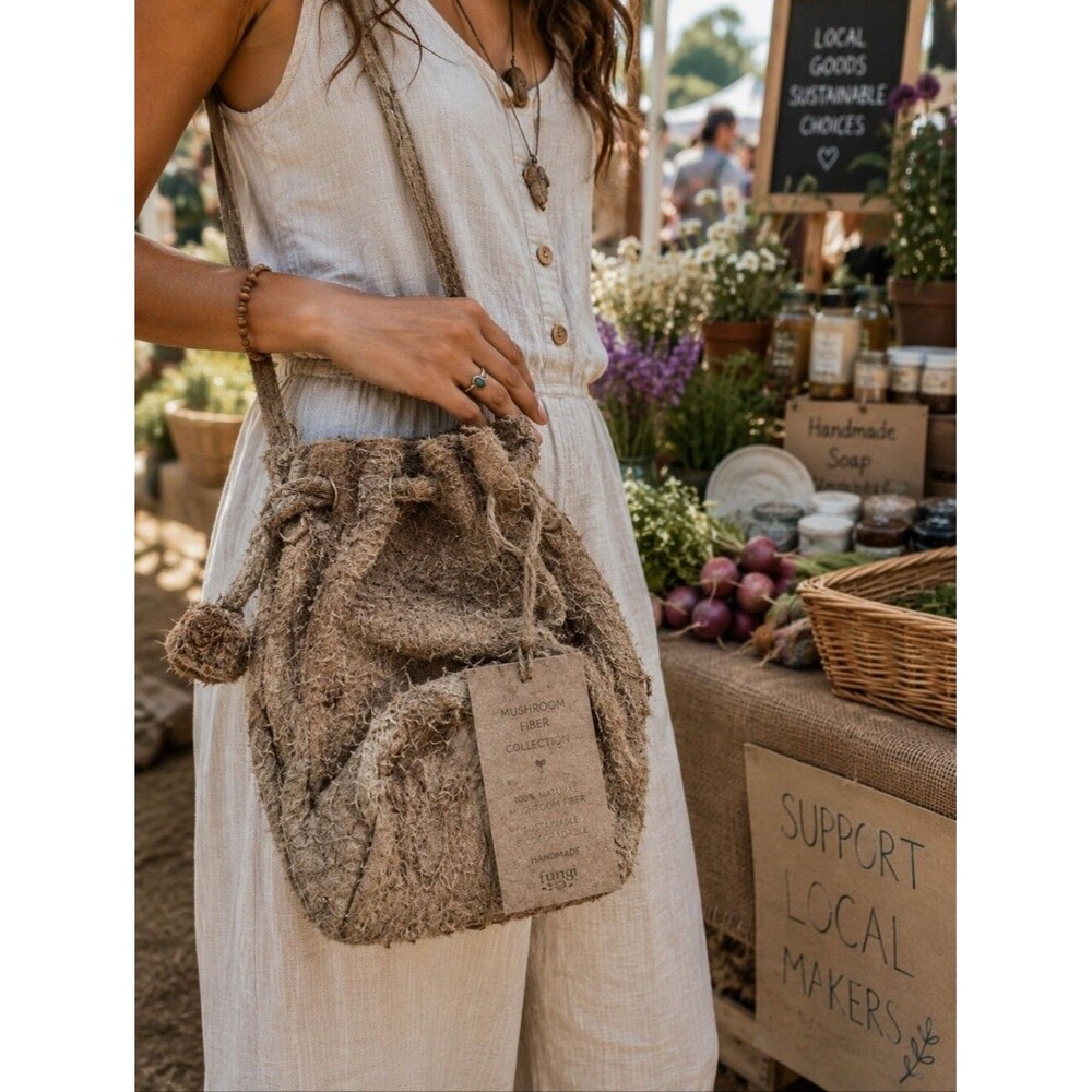 Latico Grand 5400 Mushroom Shredded Suede Leather Crossbody Bucket Bag Festival